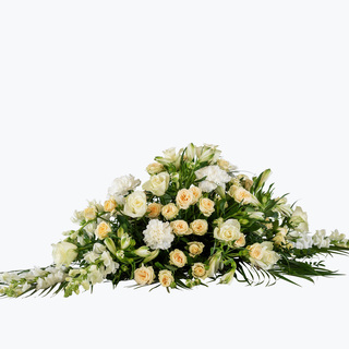 Bårebukett/båredekorasjon - hvit/krem (100 cm)